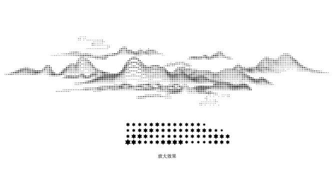 六角星镂空山水图案