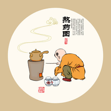 童子熬藥圖