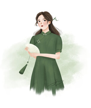 手繪古典美女
