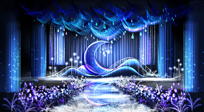 星空月亮夢(mèng)幻唯美藍(lán)色婚禮