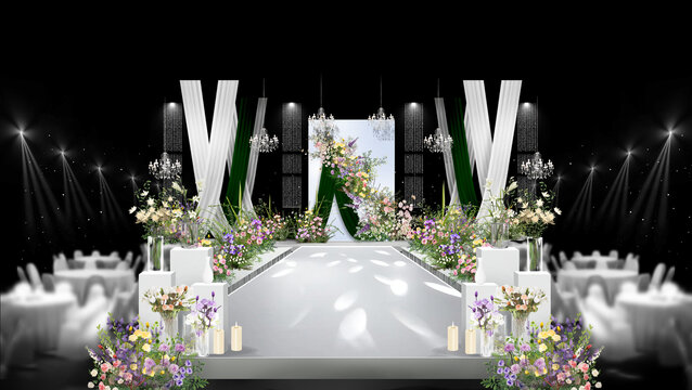 韩式布幔水晶婚礼效果图