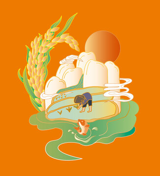 大米包裝插畫