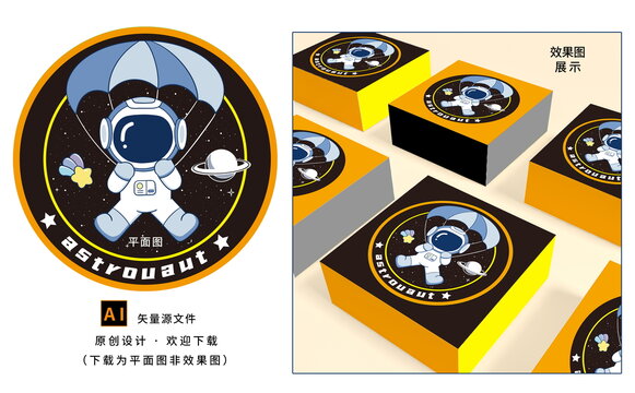 卡通可愛宇航員星球背景