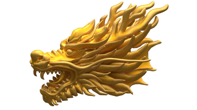 金色龍頭雕塑
