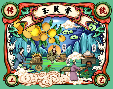 玉靈膏包裝插畫