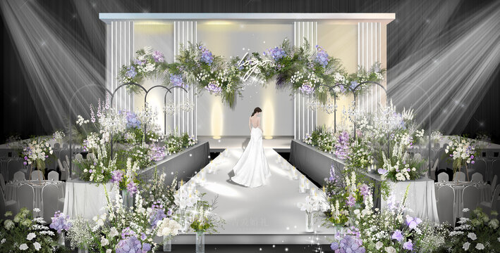 白绿紫婚礼韩式效果图