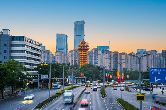 成都地标建筑塔子山九天楼夜景