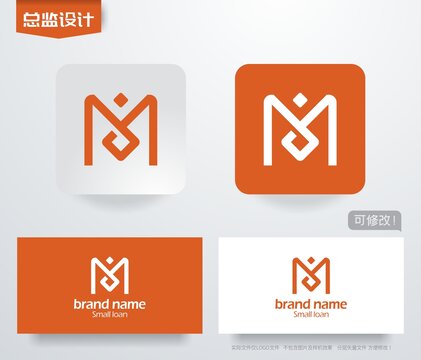 M字母logo金融古钱币