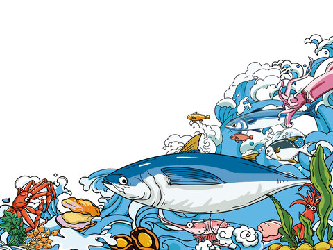 海鮮海貨插畫