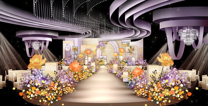 紫色法式花园婚礼
