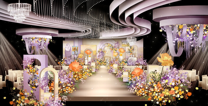 紫色法式花园婚礼