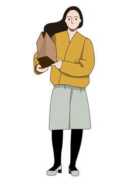職業(yè)女士正面平面插畫人物素材