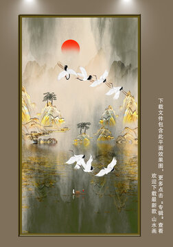 高端軟膜天花山水畫