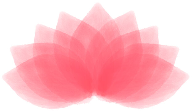 薄纱笔刷红色莲花花朵插画