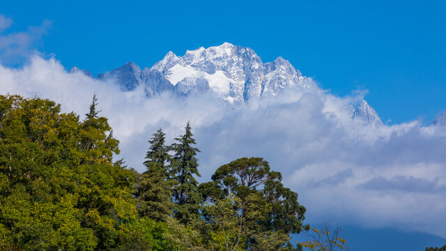 丽江黑龙潭公园玉龙雪山远景