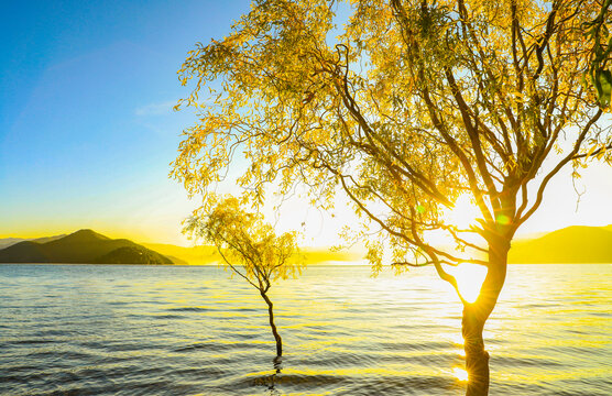 云南丽江泸沽湖秋景