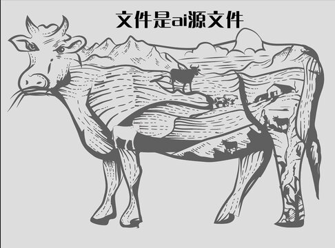 手绘牛插画