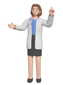 引導(dǎo)動(dòng)作的3D卡通女醫(yī)生