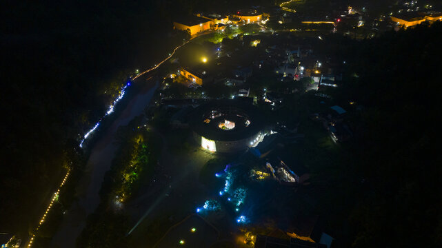 福建永定土楼王子振成楼夜景