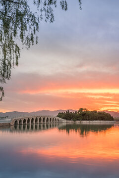 夕阳下的中国北京颐和园