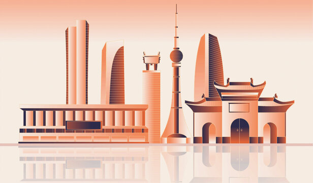 洛陽地標(biāo)建筑插畫