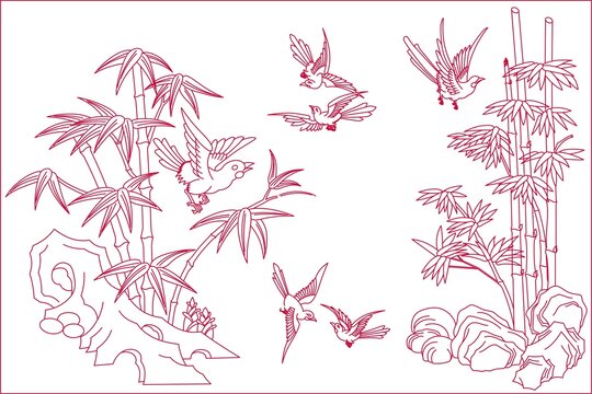 竹林飛鳥圖