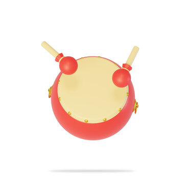 新年習(xí)俗傳統(tǒng)樂器鑼鼓3D