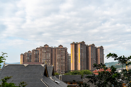 城市居住区建筑的高角度视角