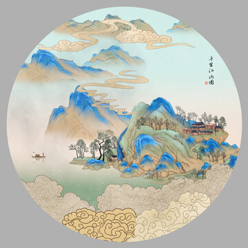 圆形山水画