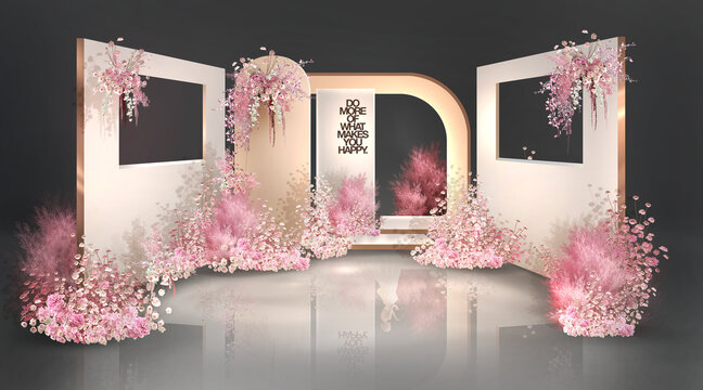 美學(xué)派對(duì)粉色香檳系婚禮迎賓區(qū)