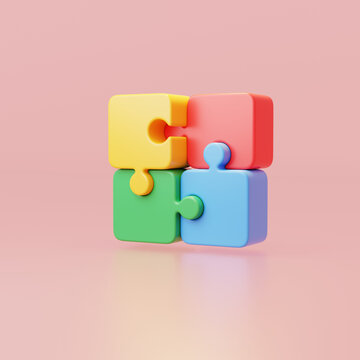 玩具拼圖創(chuàng)意團隊合作模型3D