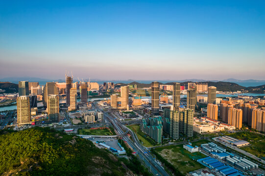 大湾区珠海横琴澳门城市天际线