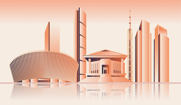 淮安地標(biāo)建筑插畫