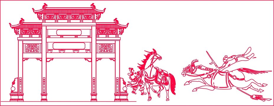 牌坊奔馬