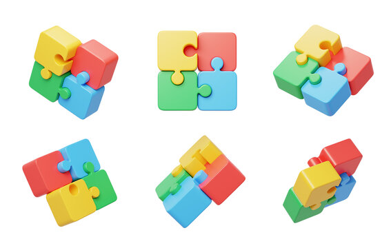 玩具拼图创意团队合作模型3