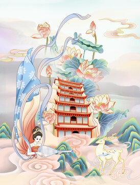 國(guó)潮飛天插畫(huà)