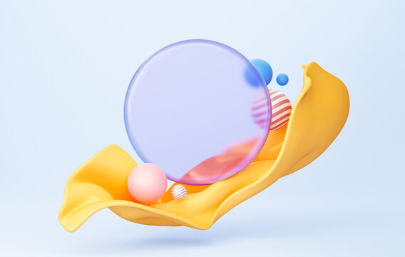 3D孟菲斯風(fēng)格玻璃與布料拼接設(shè)計(jì)素材