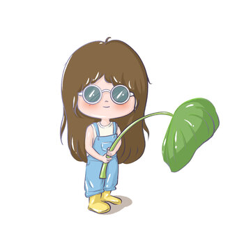 采荷葉的小女孩