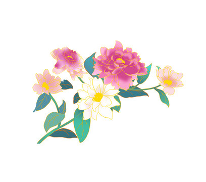古風國潮風牡丹芍藥