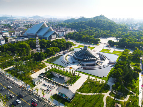 绍兴城市广场航拍