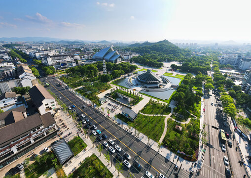 绍兴城市广场航拍