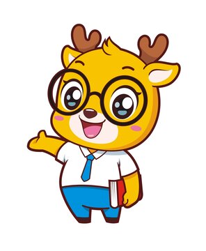 卡通可愛眼鏡小鹿