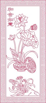 荷花靈芝圖