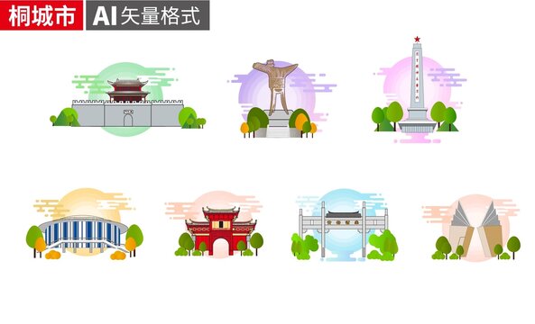 桐城市著名地標(biāo)建筑景點(diǎn)素材