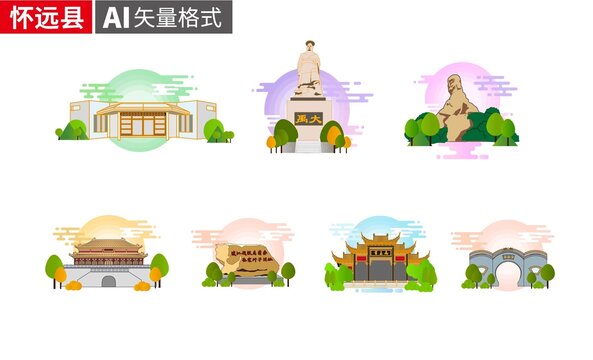 懷遠(yuǎn)縣著名地標(biāo)建筑景點(diǎn)素材