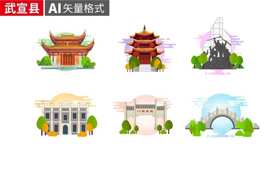 武宣縣著名地標建筑景點素材