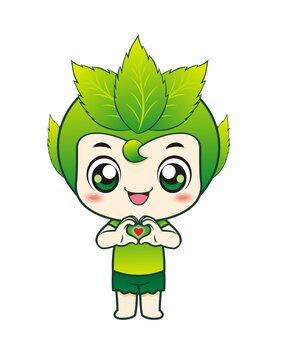卡通可愛小綠葉男精靈