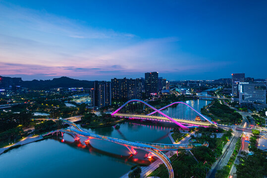 南沙蕉门河双桥夜景