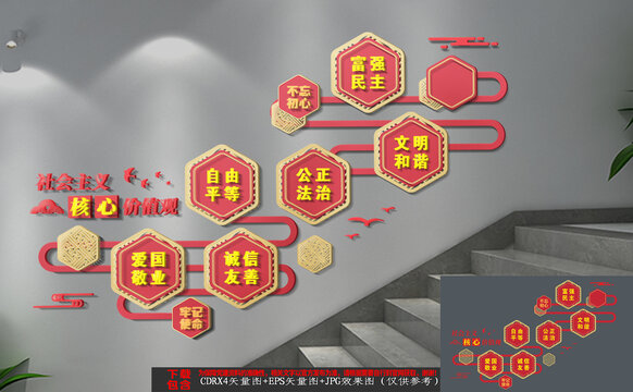 社會主義核心價(jià)值觀樓梯文化墻