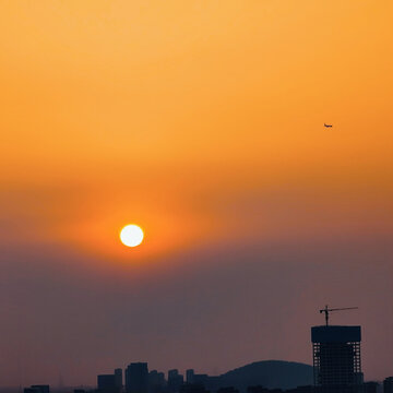 城市日落